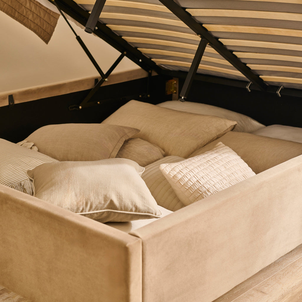 Robyn King Ottoman Bed - Driftwood