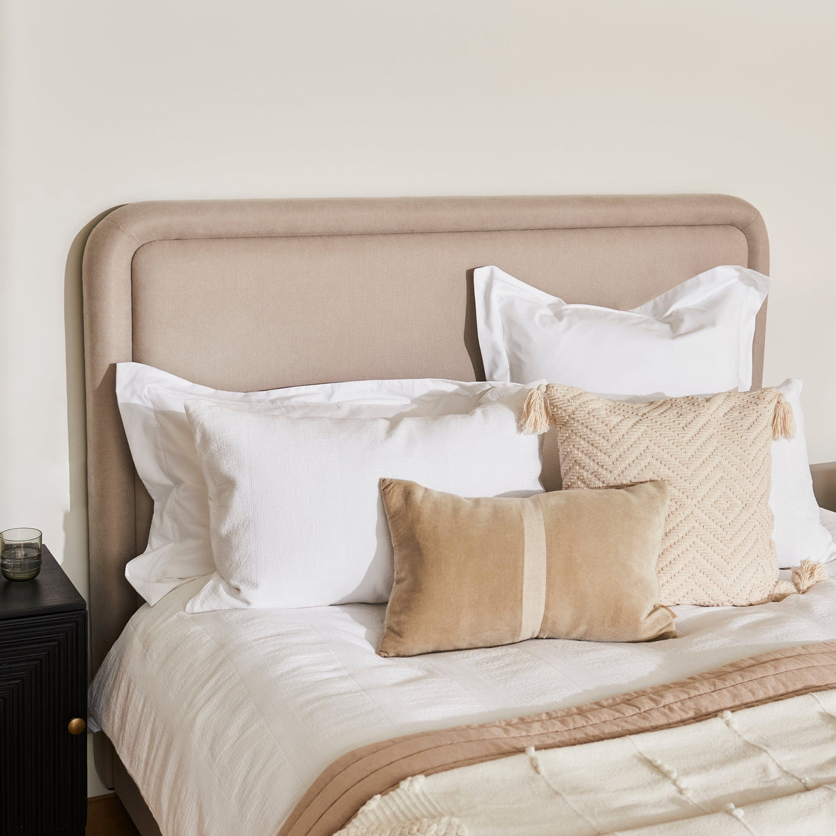 Robyn King Ottoman Bed - Soft Beige