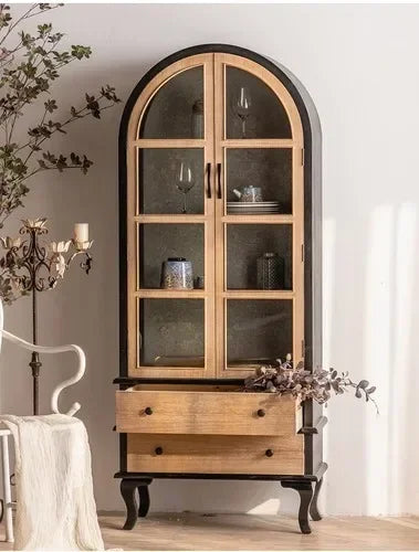 R1 Nordic Retro Sideboard Cabinet – Glass Door Display & Storage Cabinet