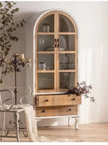 R1 Nordic Retro Glass Door Sideboard Cabinet Tea Cabinet American Living Room Integrated Wall Wine Cabinet Bookcase