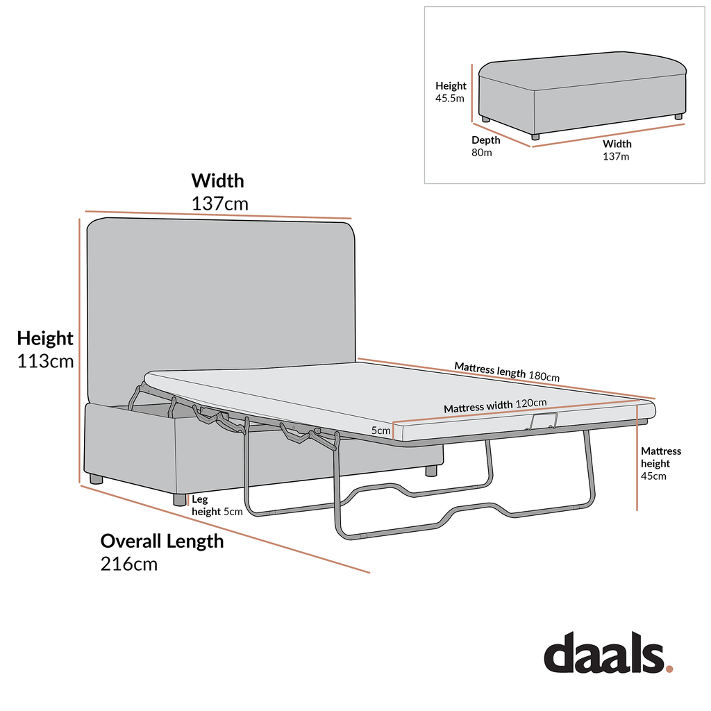 Magda Fold-Out Small Double Bed in an Ottoman, Mist Grey Boucle