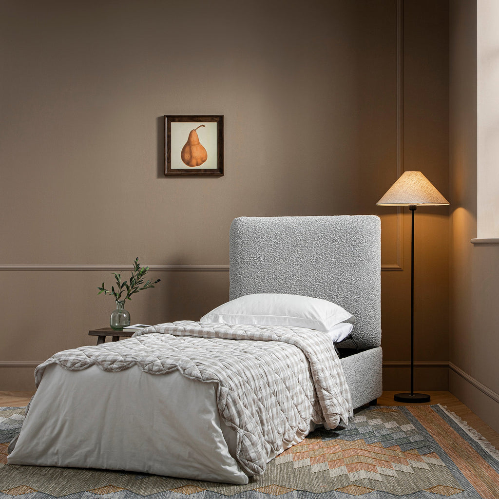 Magda Fold-Out Single Bed in an Ottoman, Mist Grey Boucle