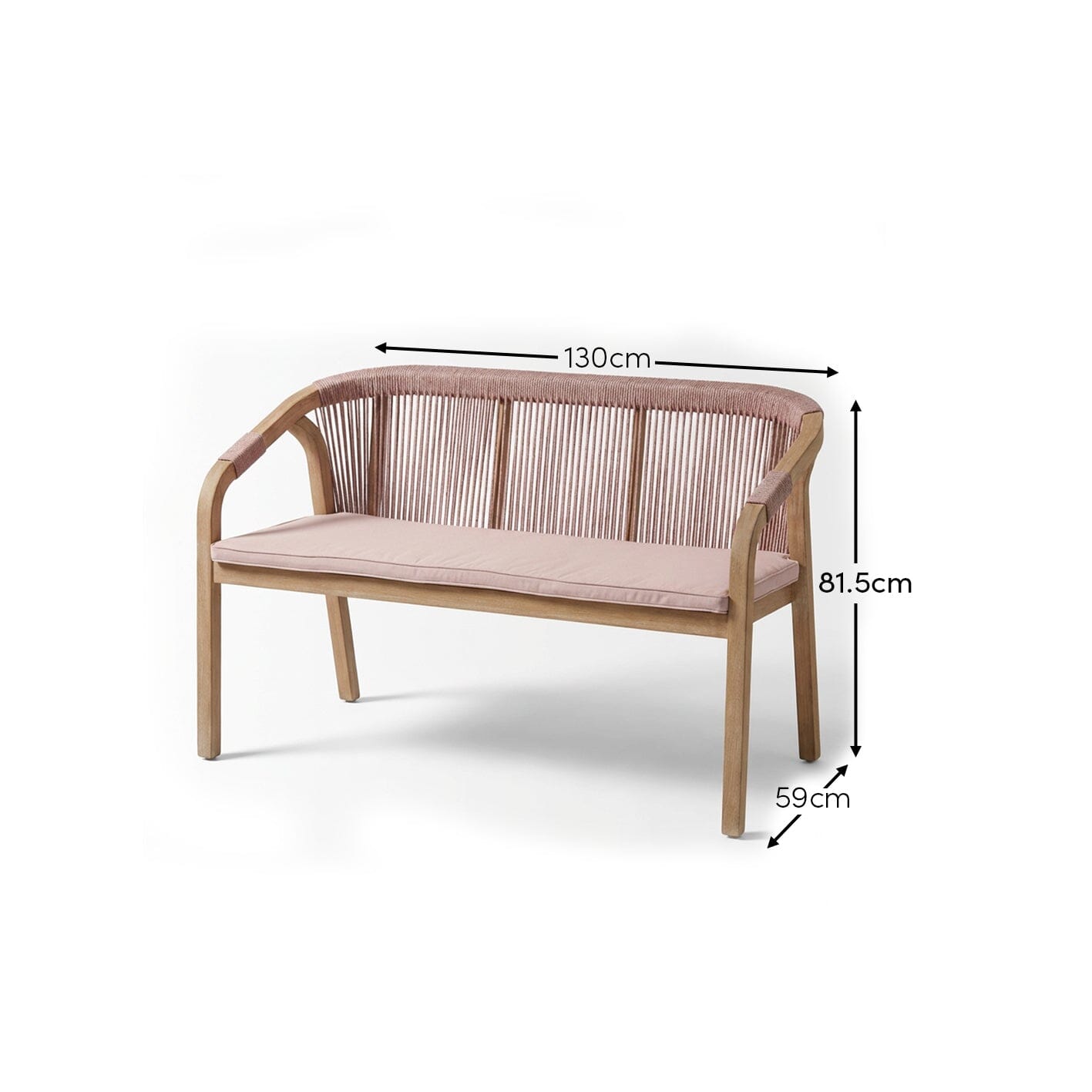 Shiro Wooden Garden Bench - Pink