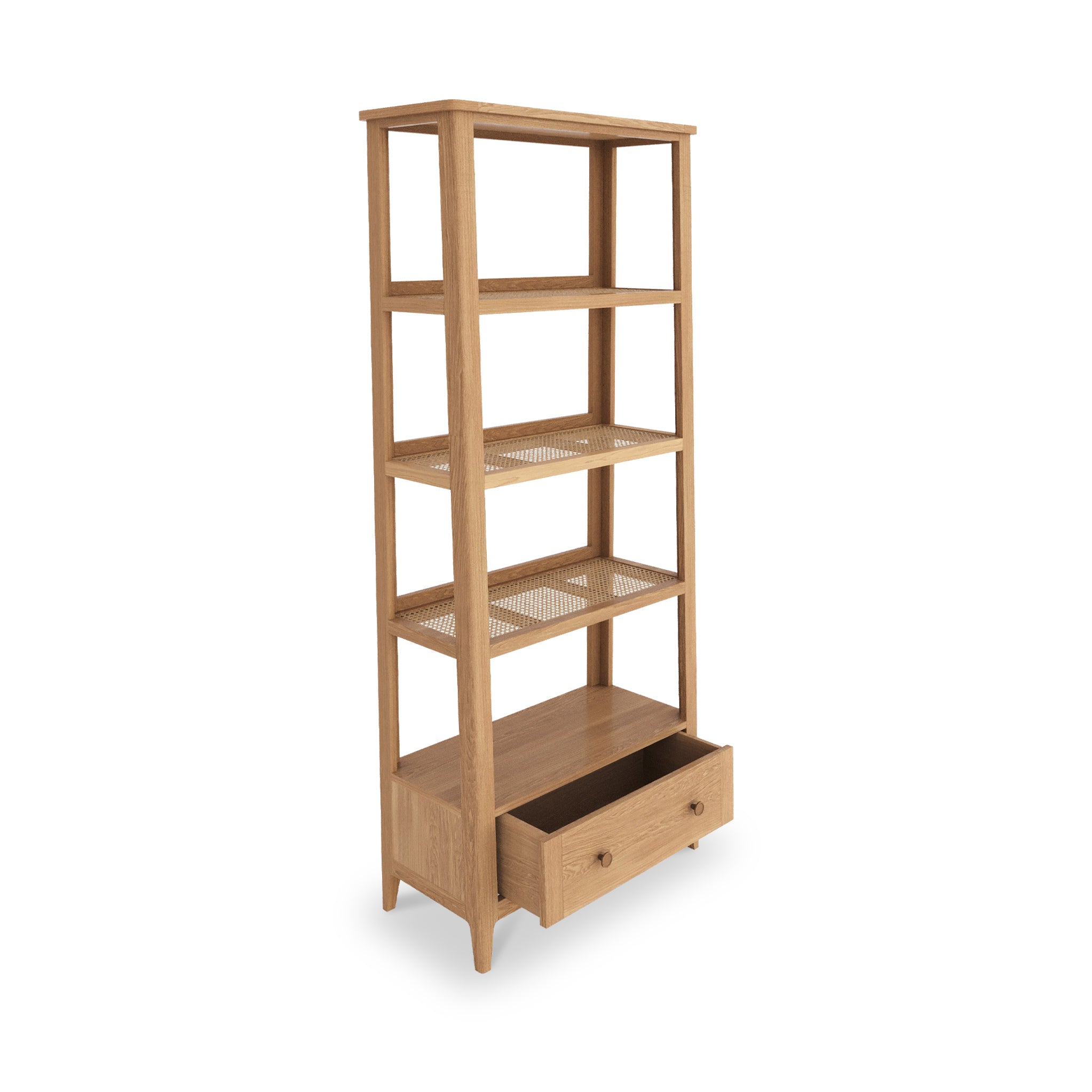 Albany Oak & Rattan Ladder Display Bookcase