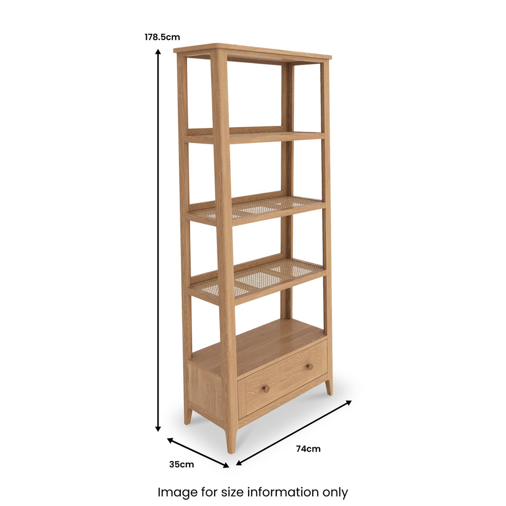 Albany Oak & Rattan Ladder Display Bookcase