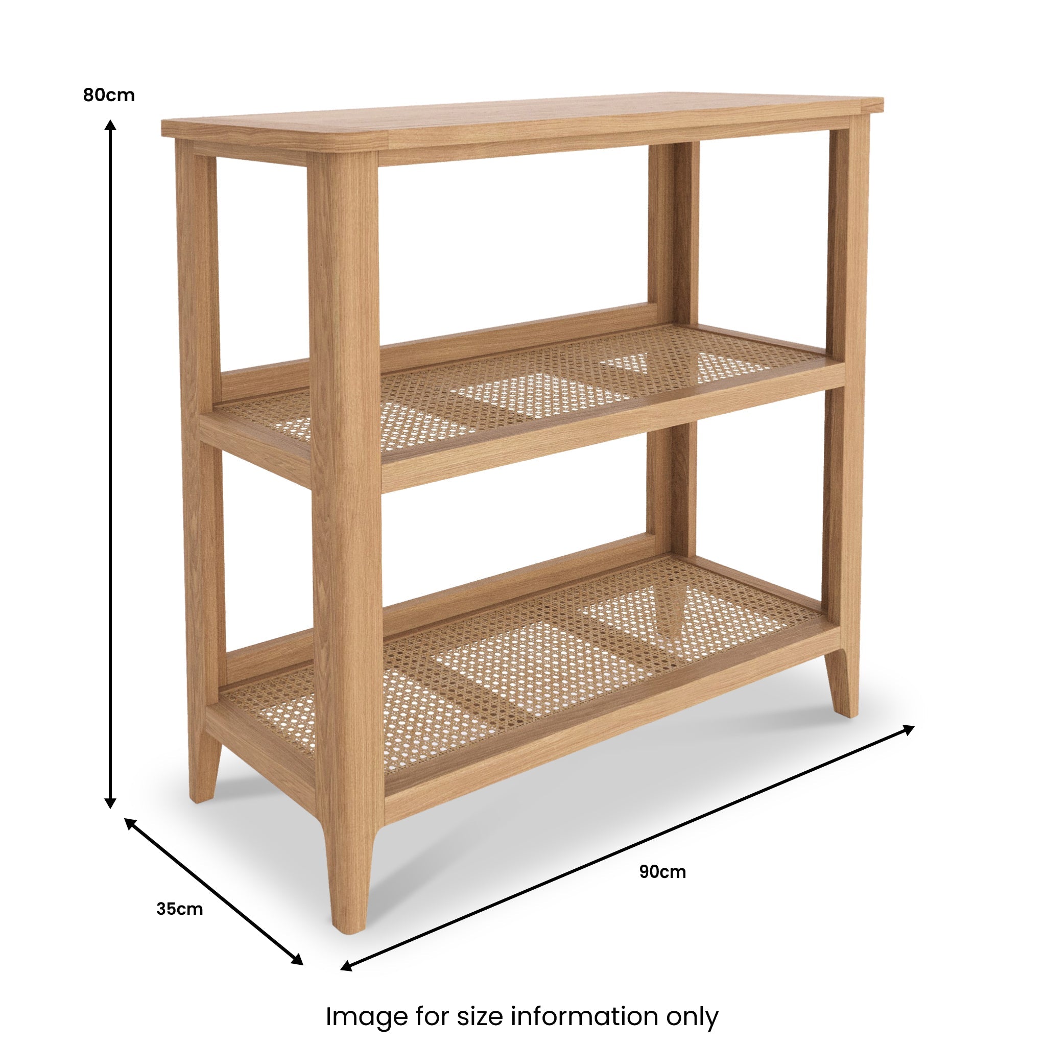 Albany Oak & Rattan Small Bookshelf
