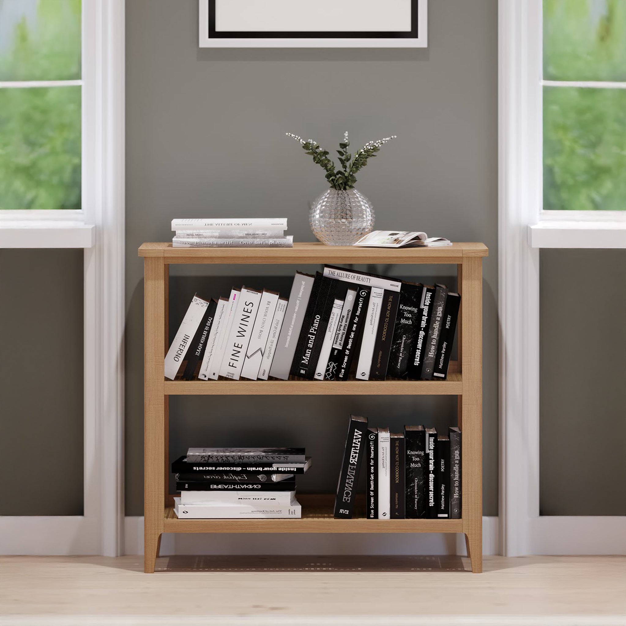 Albany Oak & Rattan Small Bookshelf