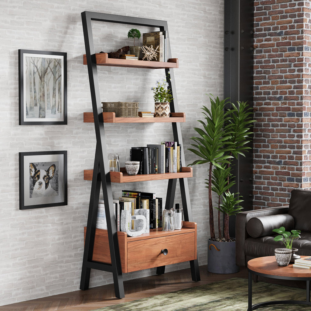 Dunstan Acacia Ladder Display Bookcase