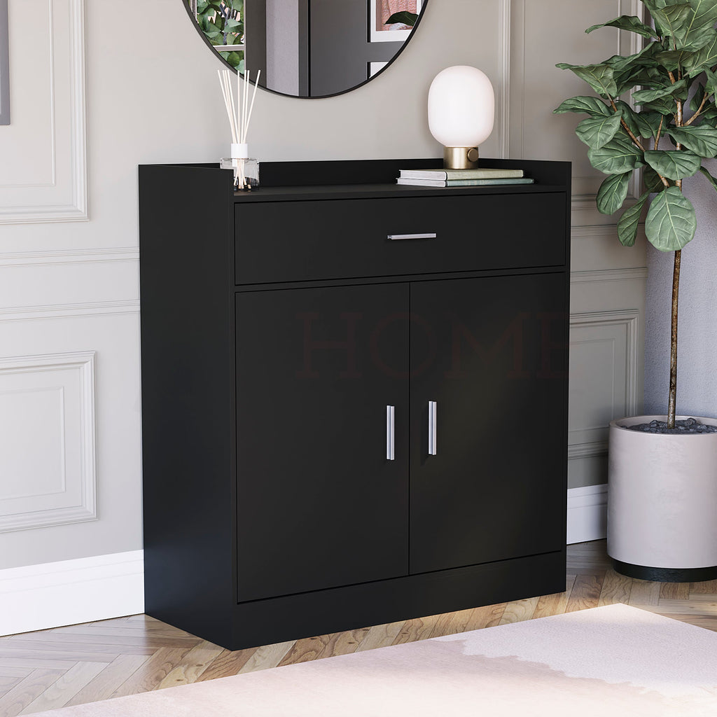 Dalby 2-Door 1-Drawer Shoe Cabinet, Black