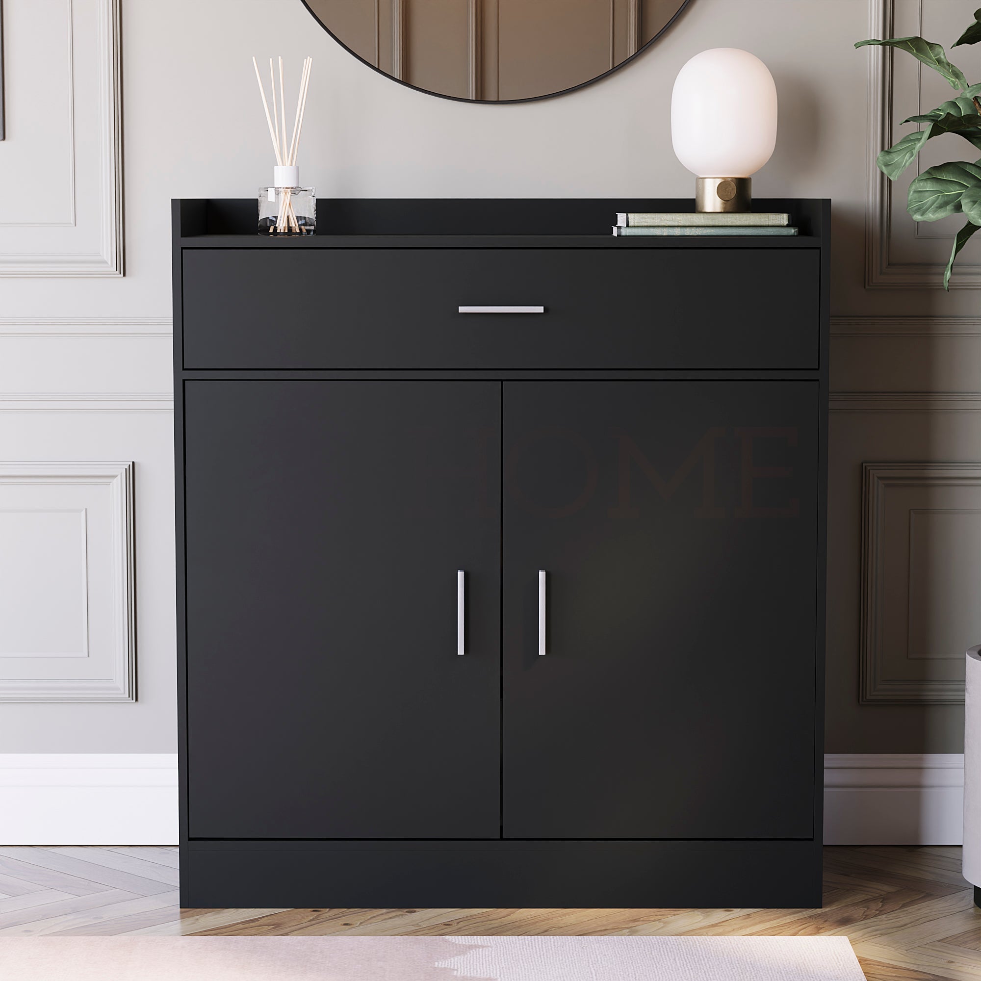 Dalby 2-Door 1-Drawer Shoe Cabinet, Black
