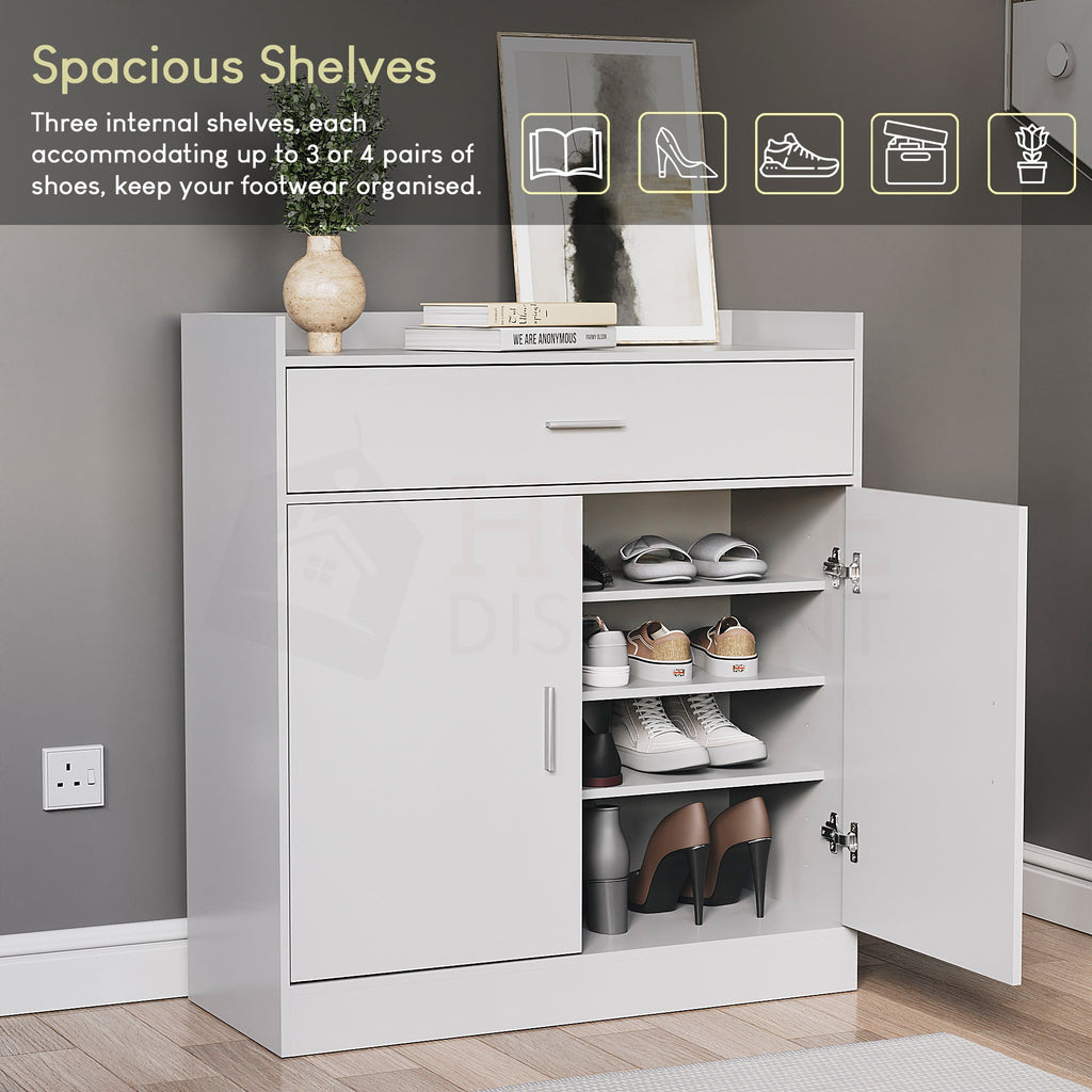 Dalby 2-Door 1-Drawer Shoe Cabinet, White