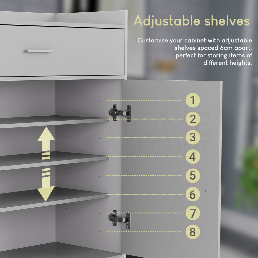 Dalby 2-Door 1-Drawer Shoe Cabinet, White