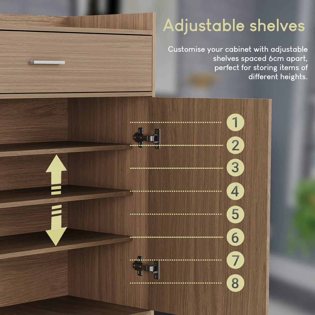 Dalby 2-Door 1-Drawer Shoe Cabinet, Oak