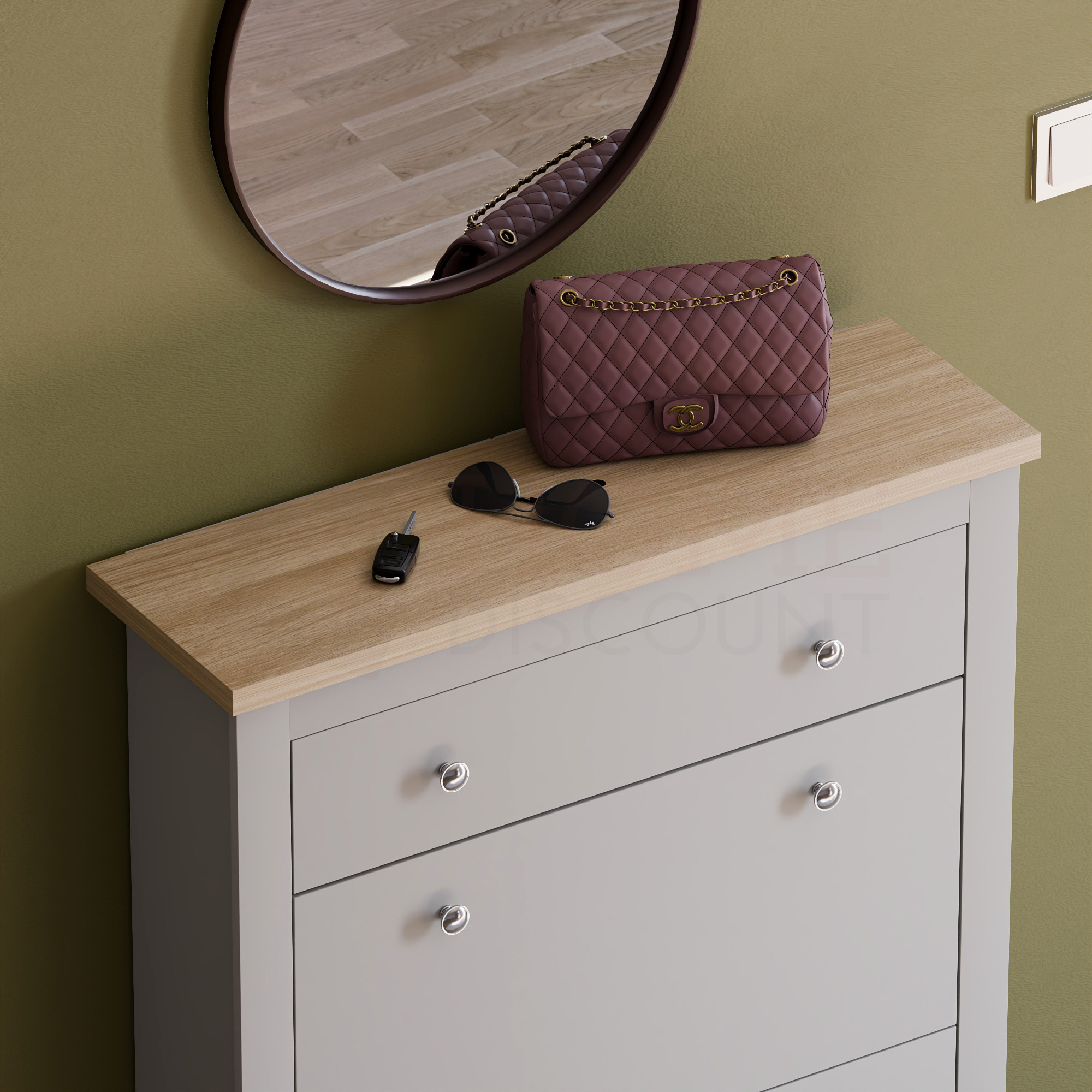 Arlington 2-Doors 1-Drawer Shoe Cabinet, Grey