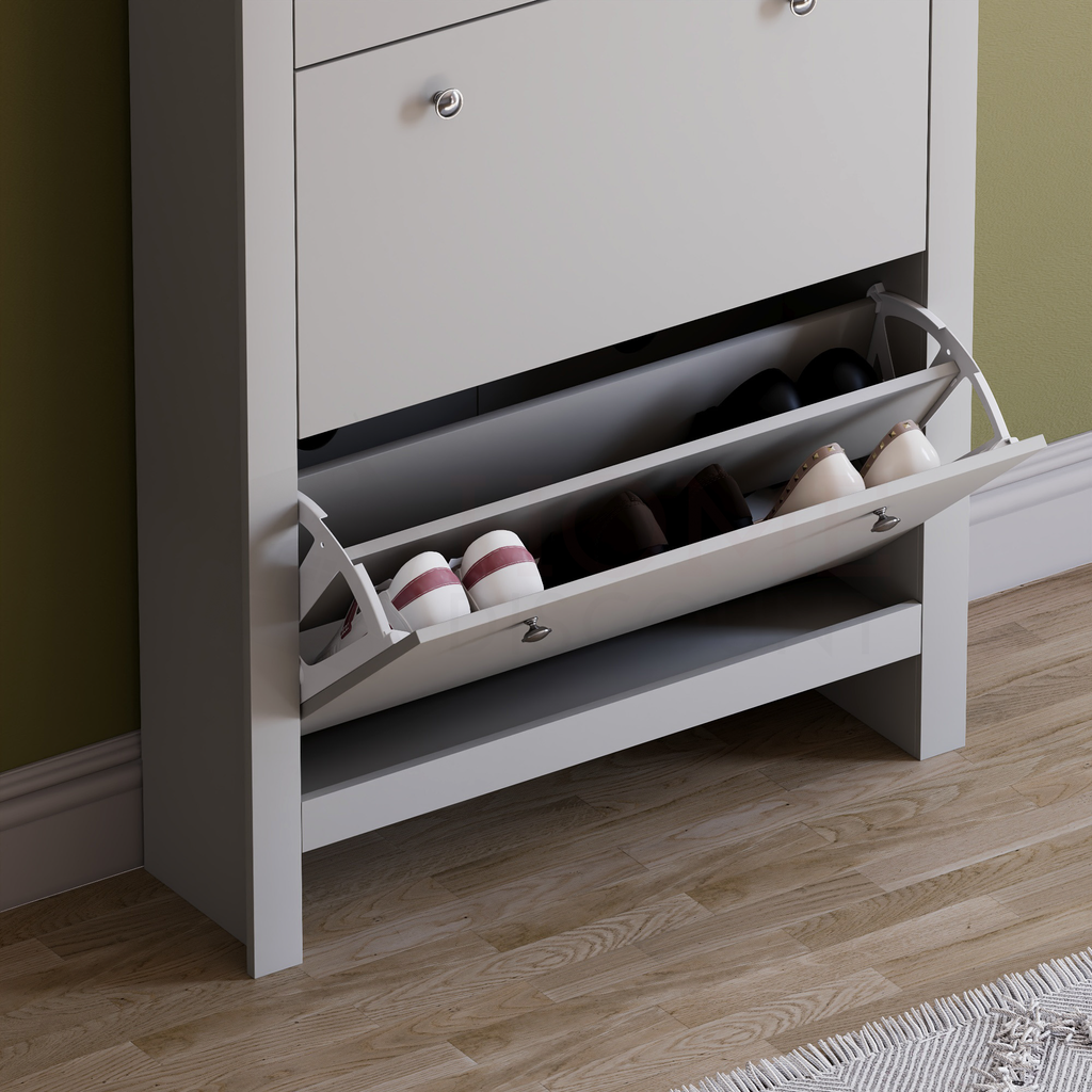 Arlington 2-Doors 1-Drawer Shoe Cabinet, Grey