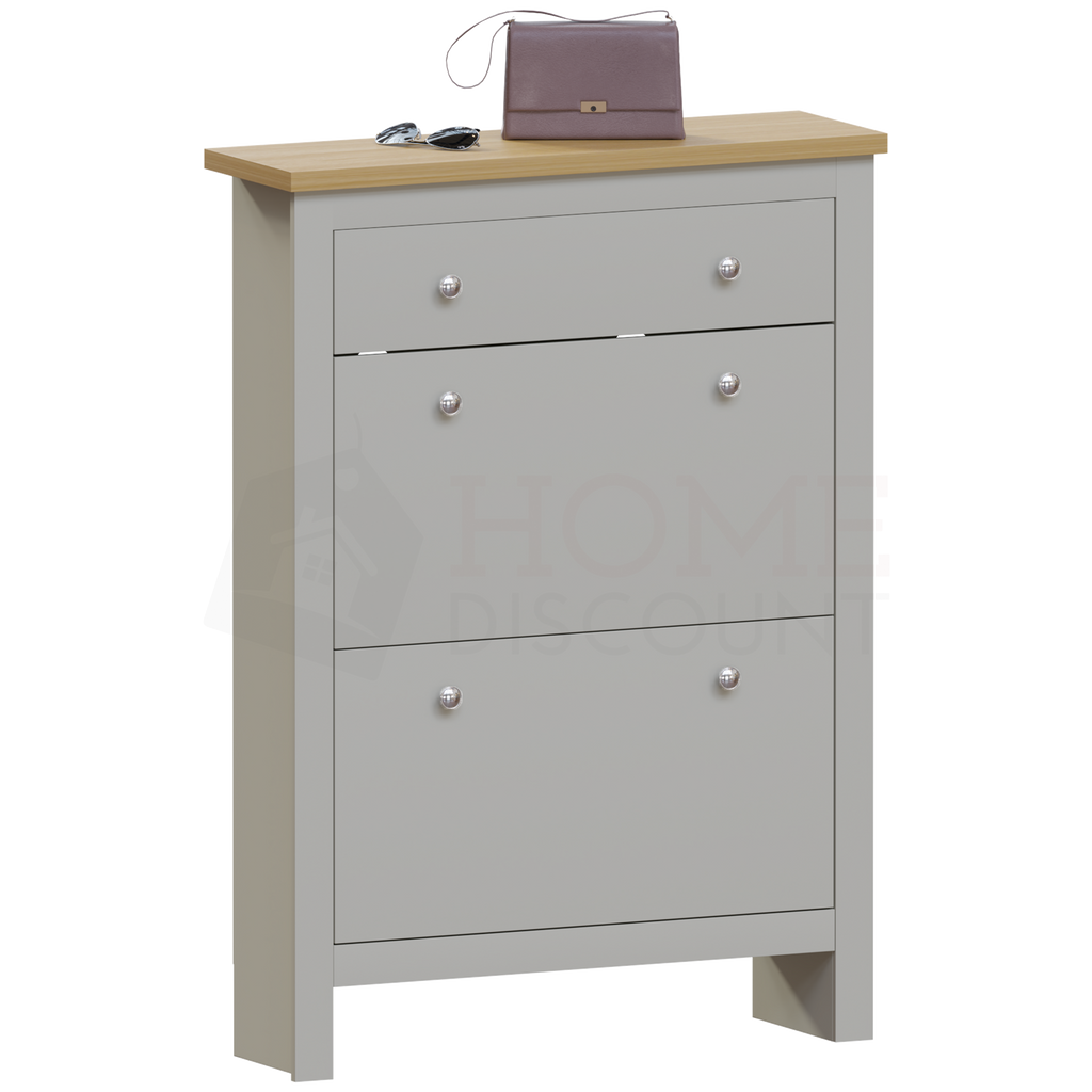 Arlington 2-Doors 1-Drawer Shoe Cabinet, Grey