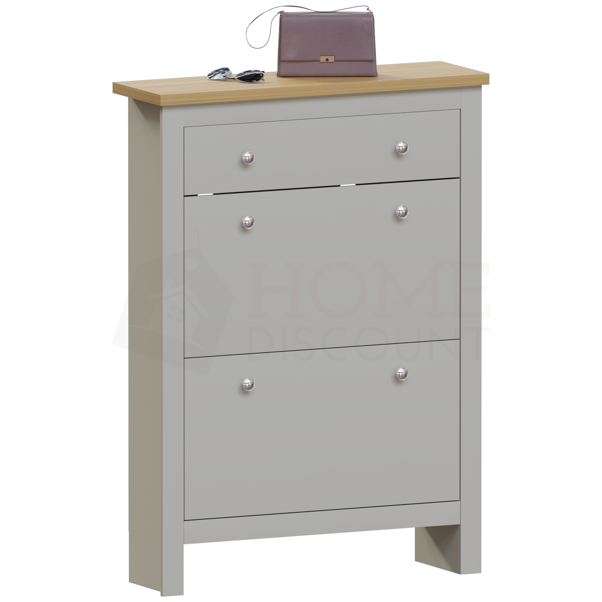 Arlington 2-Doors 1-Drawer Shoe Cabinet, Grey