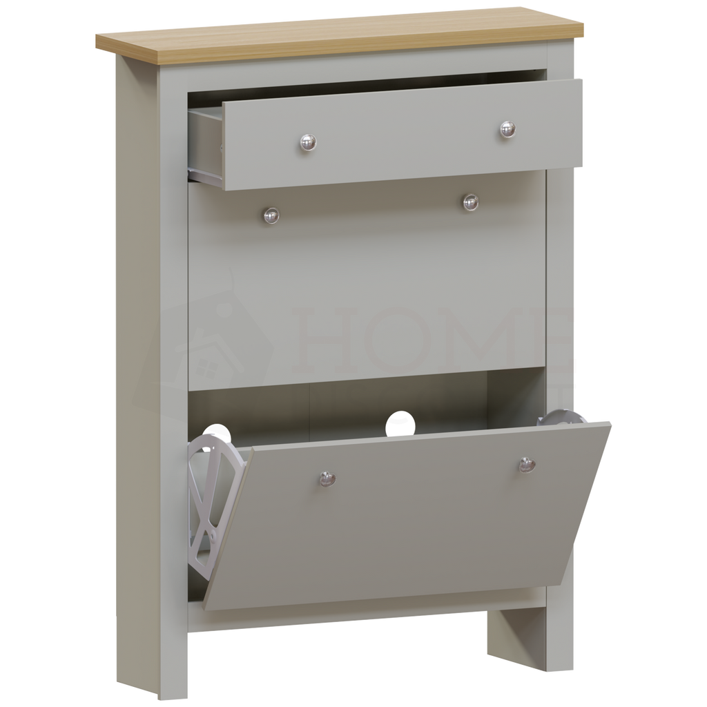 Arlington 2-Doors 1-Drawer Shoe Cabinet, Grey