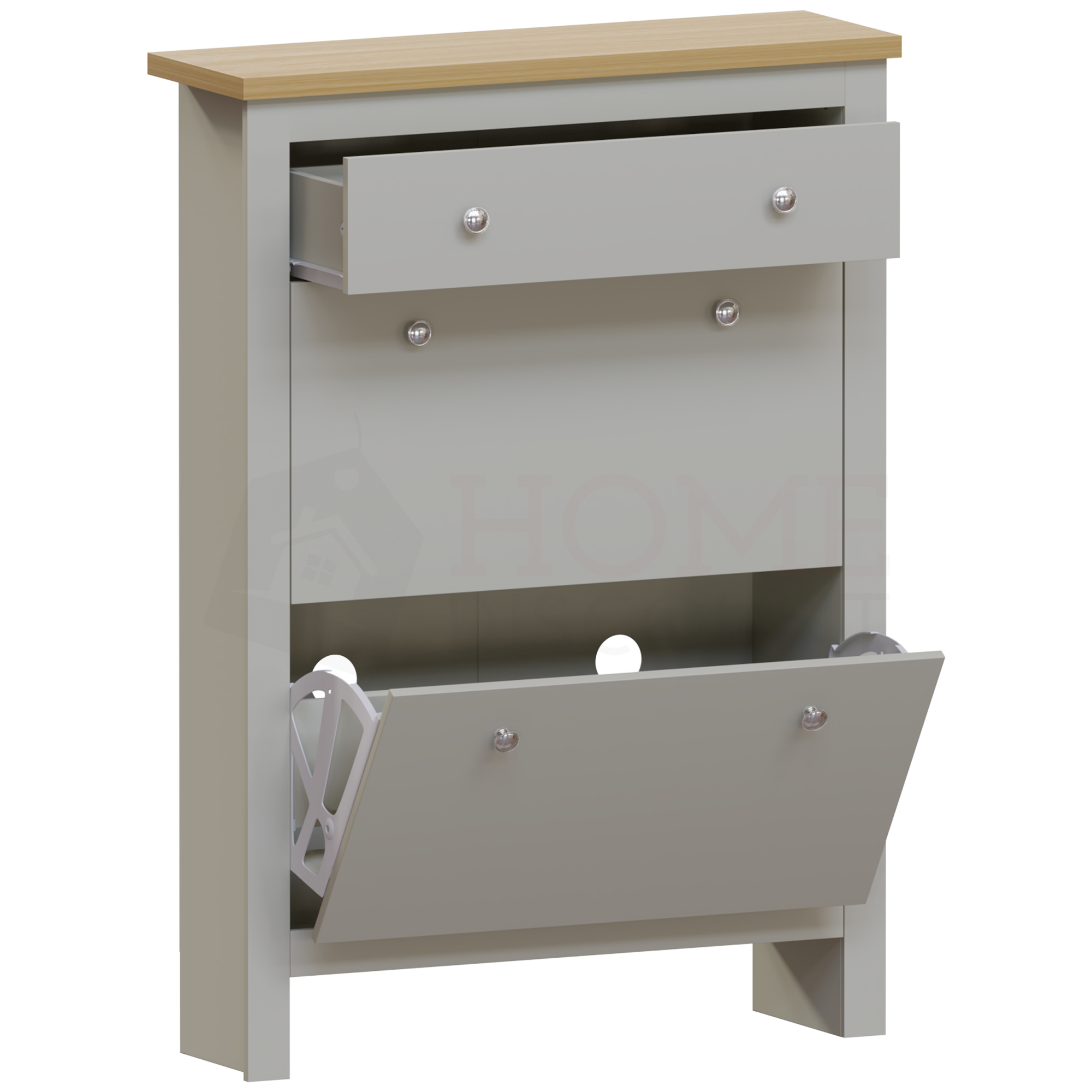 Arlington 2-Doors 1-Drawer Shoe Cabinet, Grey