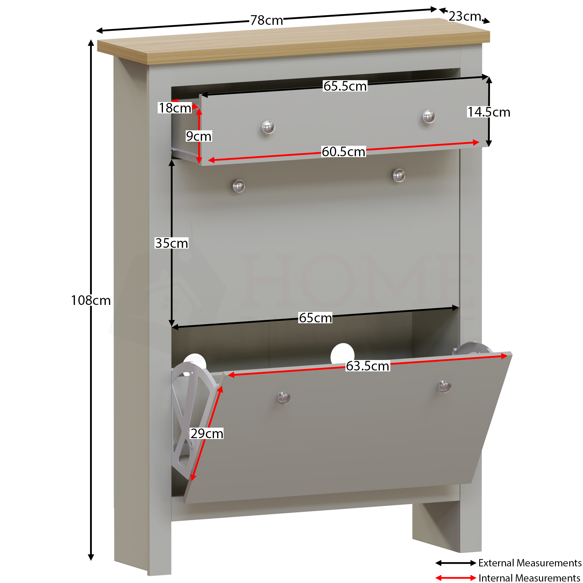 Arlington 2-Doors 1-Drawer Shoe Cabinet, Grey