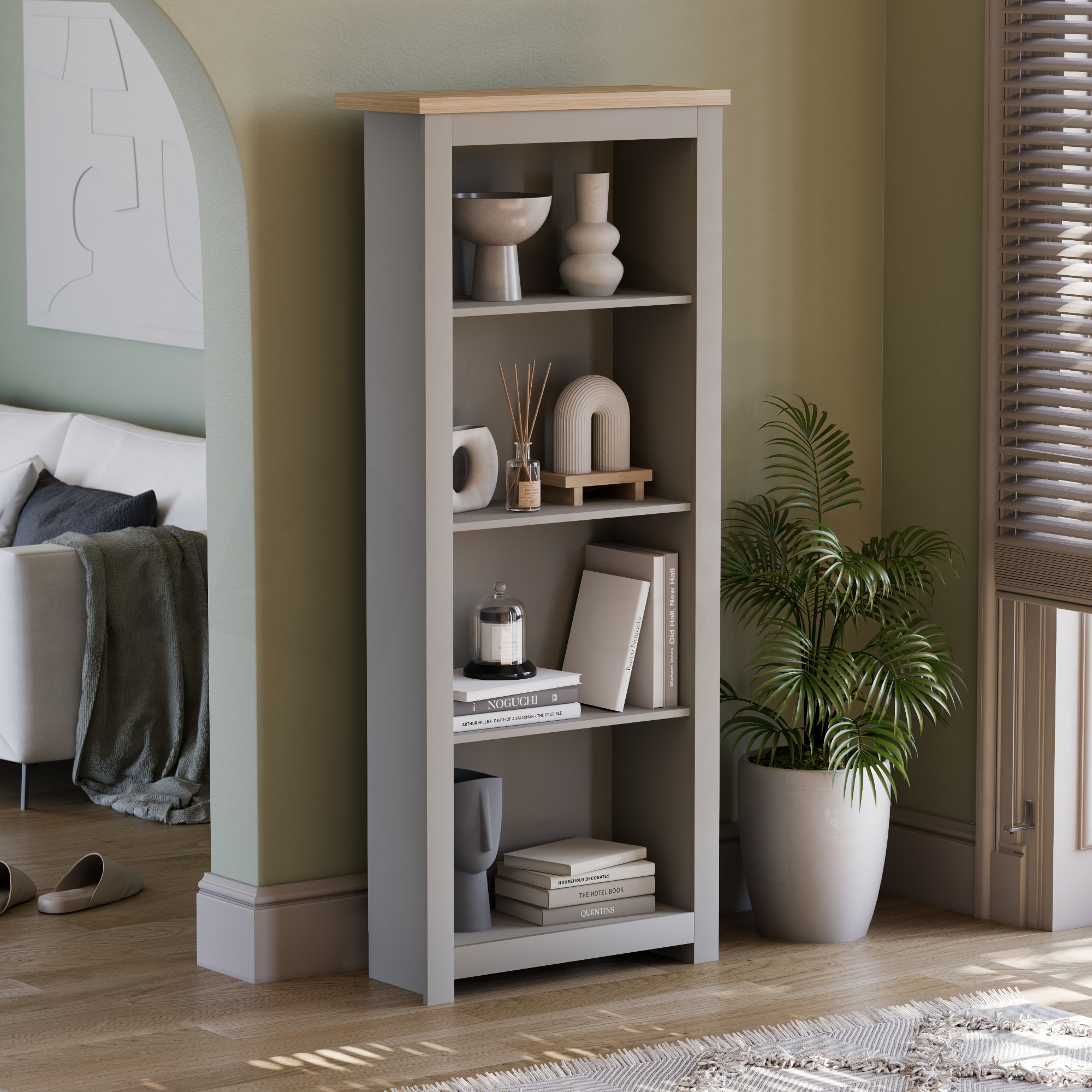 Arlington 4-Tier Bookcase - Grey