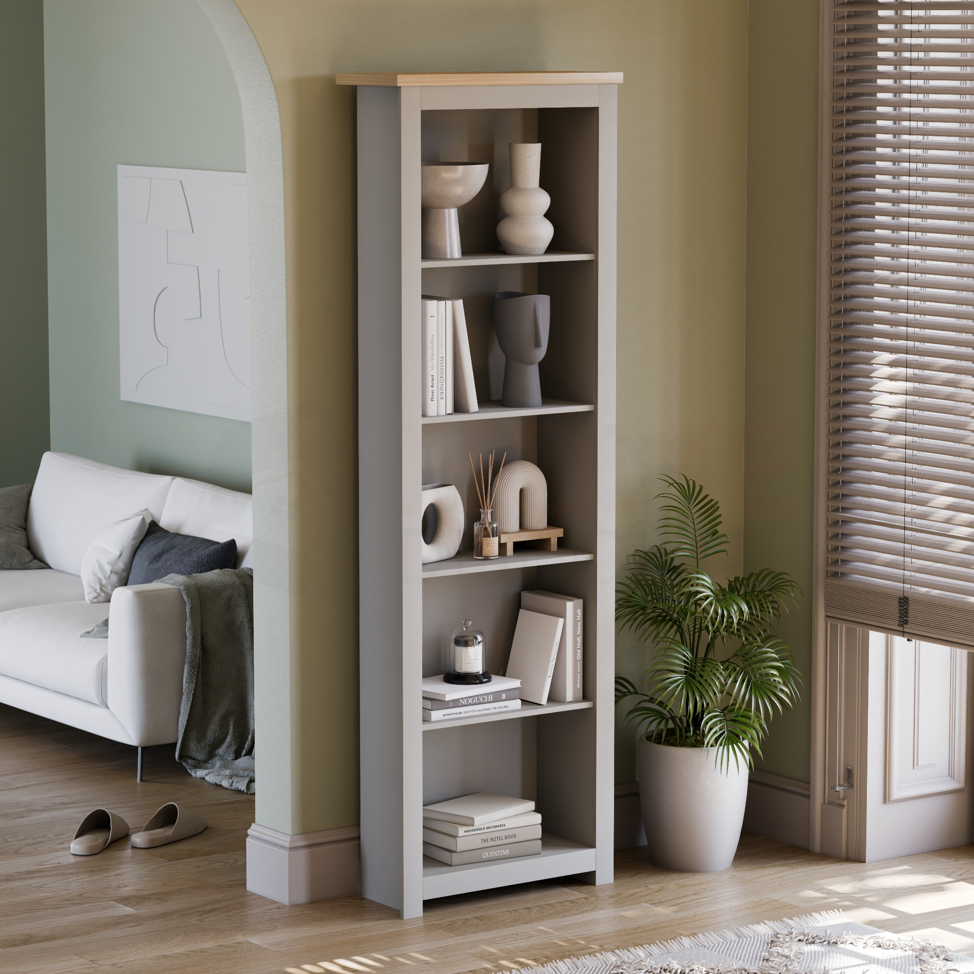 Arlington 5-Tier Bookcase - Grey