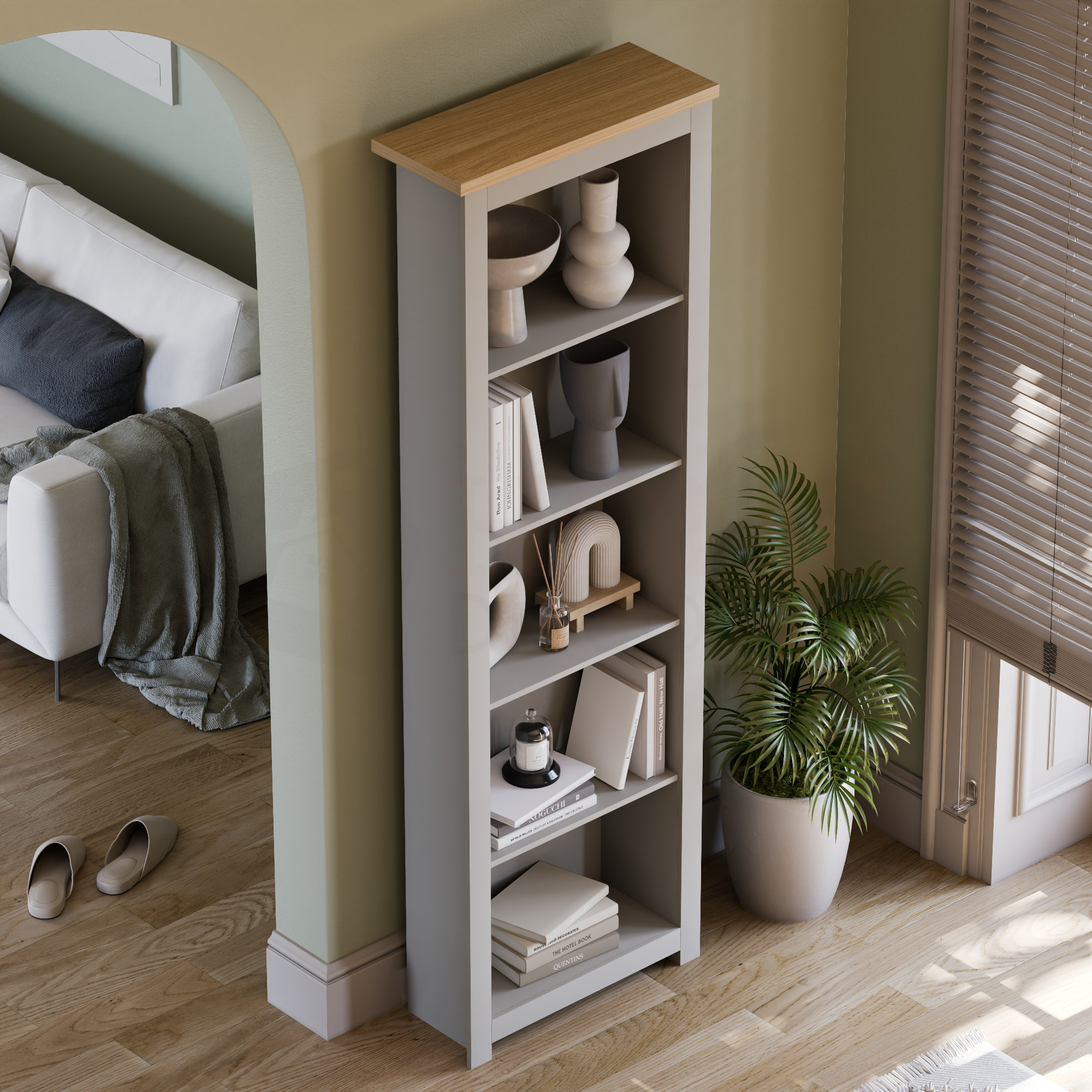 Arlington 5-Tier Bookcase - Grey