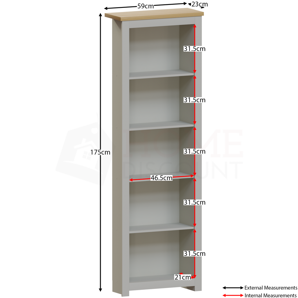 Arlington 5-Tier Bookcase - Grey