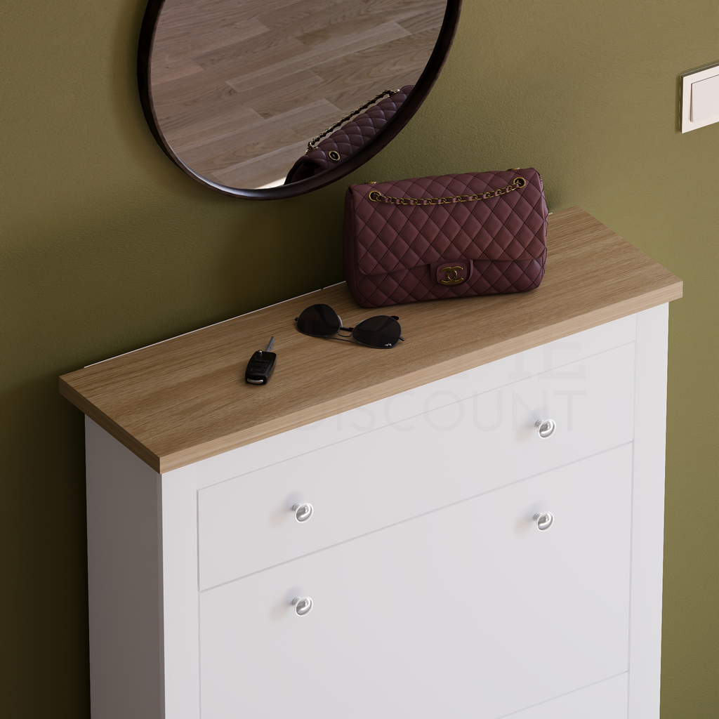 Arlington 2-Doors 1-Drawer Shoe Cabinet, White