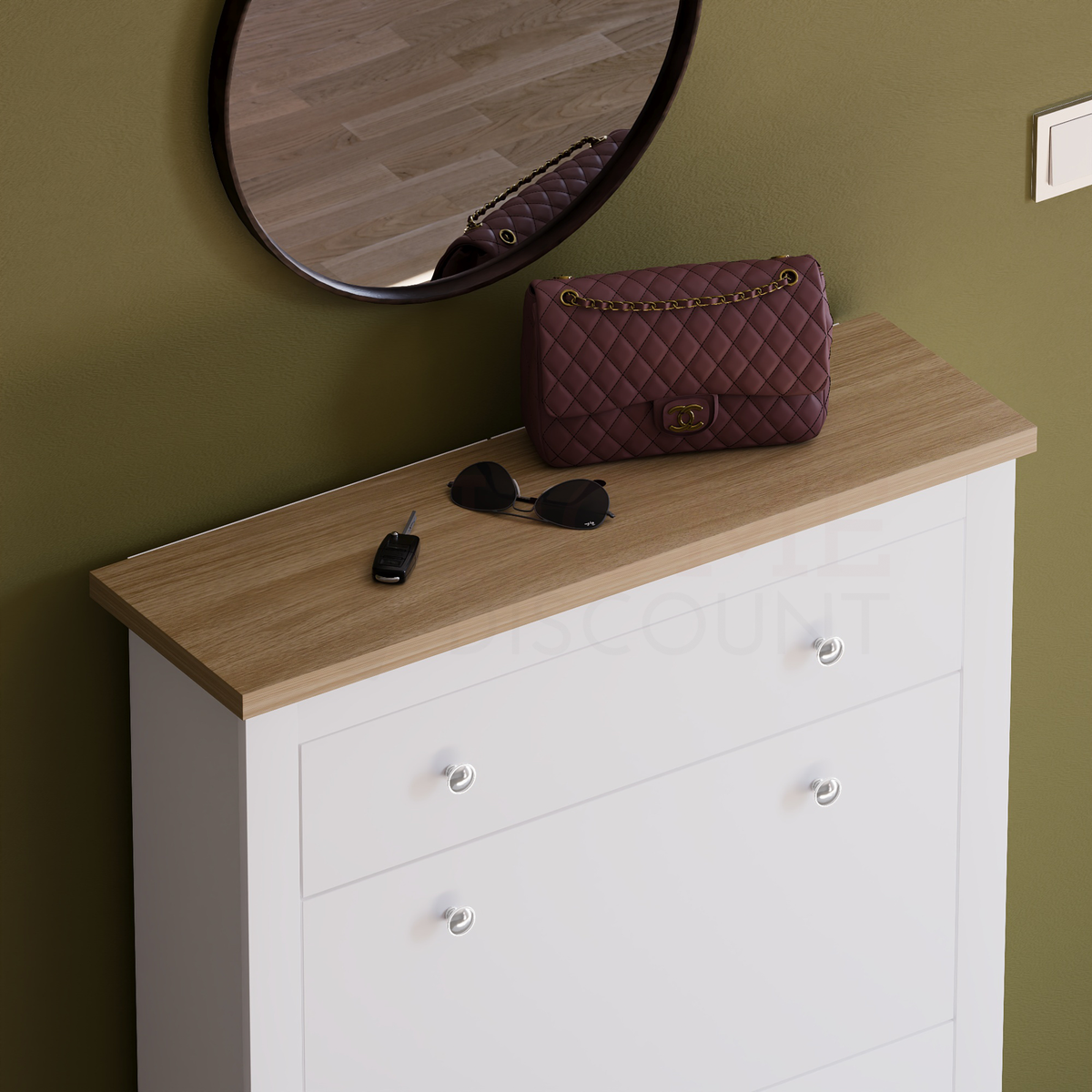 Arlington 2-Doors 1-Drawer Shoe Cabinet, White