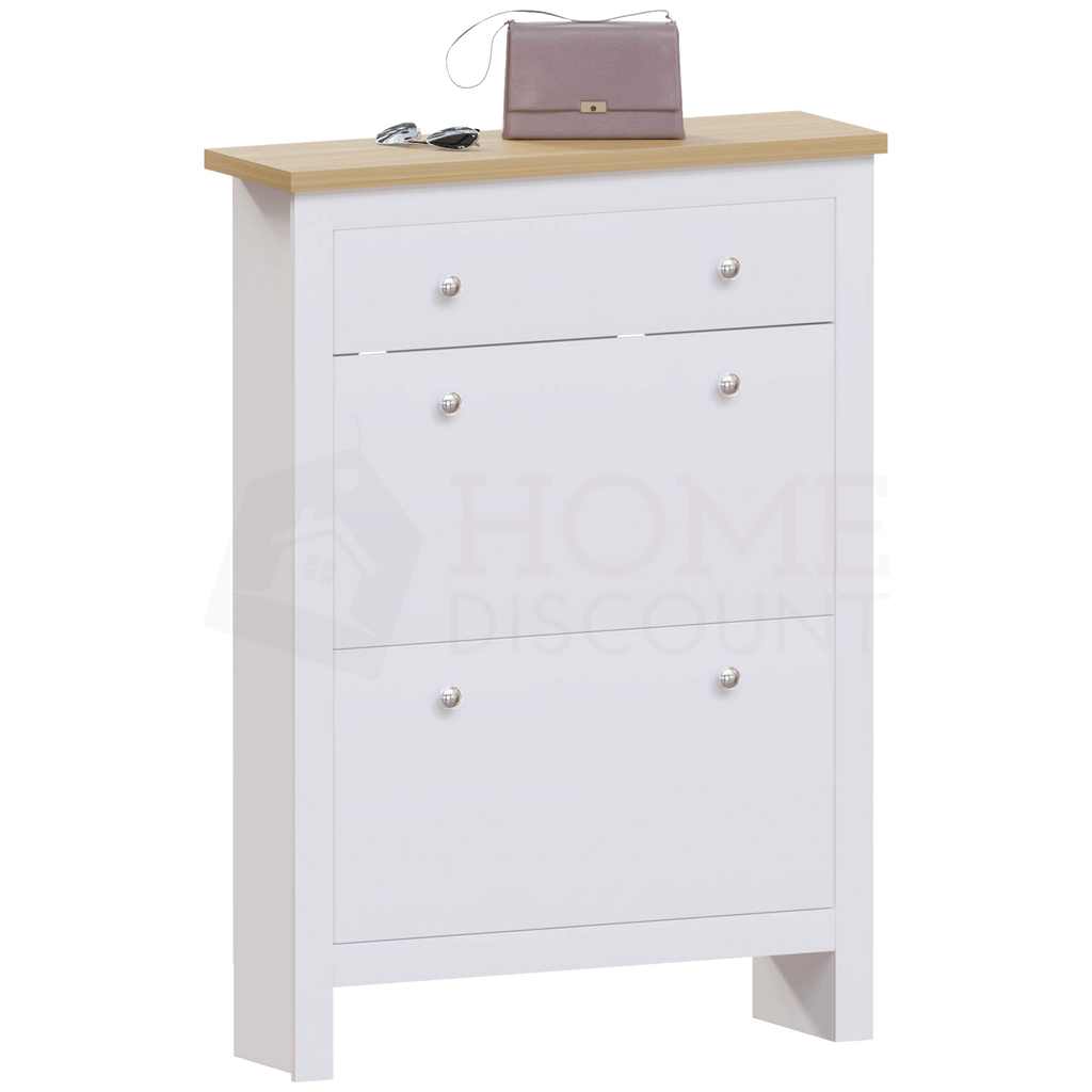 Arlington 2-Doors 1-Drawer Shoe Cabinet, White