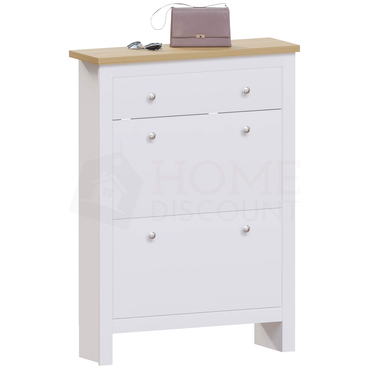 Arlington 2-Doors 1-Drawer Shoe Cabinet, White