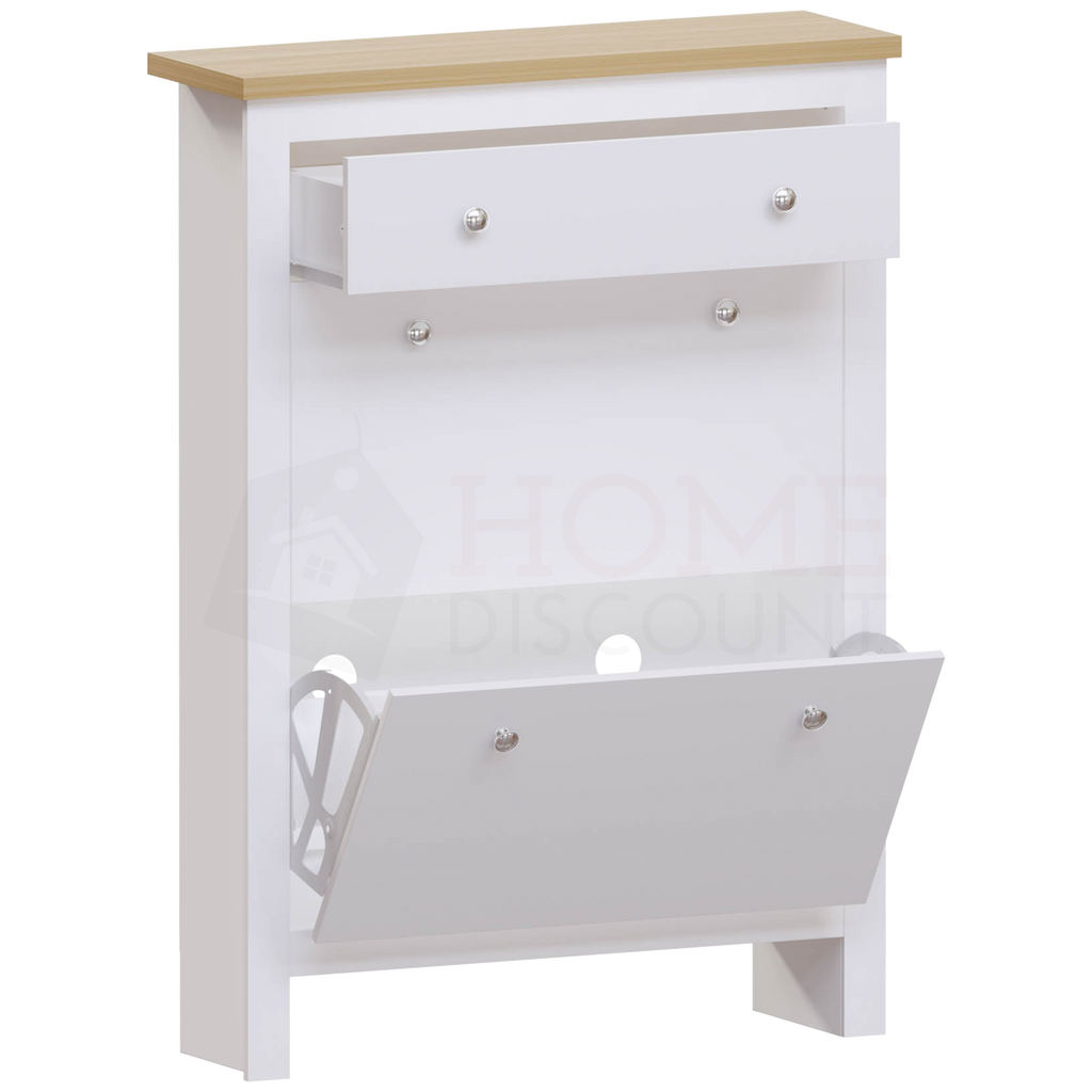 Arlington 2-Doors 1-Drawer Shoe Cabinet, White