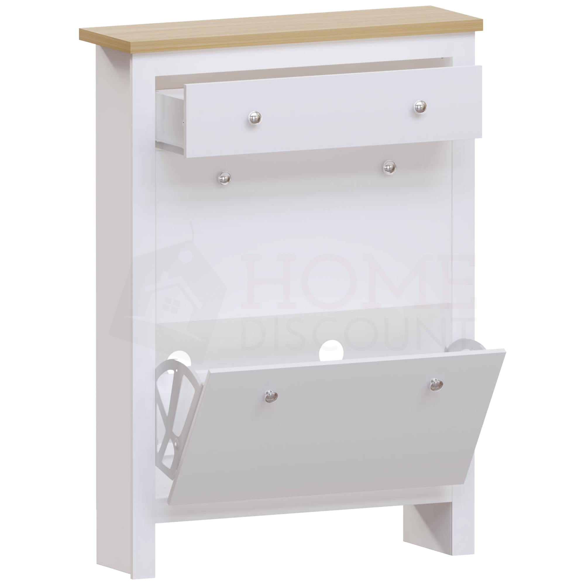 Arlington 2-Doors 1-Drawer Shoe Cabinet, White