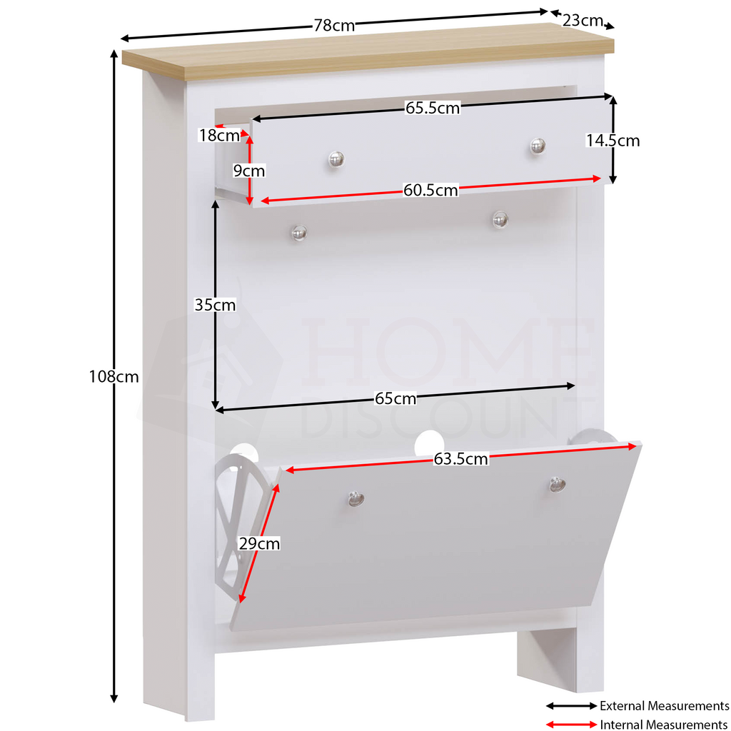 Arlington 2-Doors 1-Drawer Shoe Cabinet, White