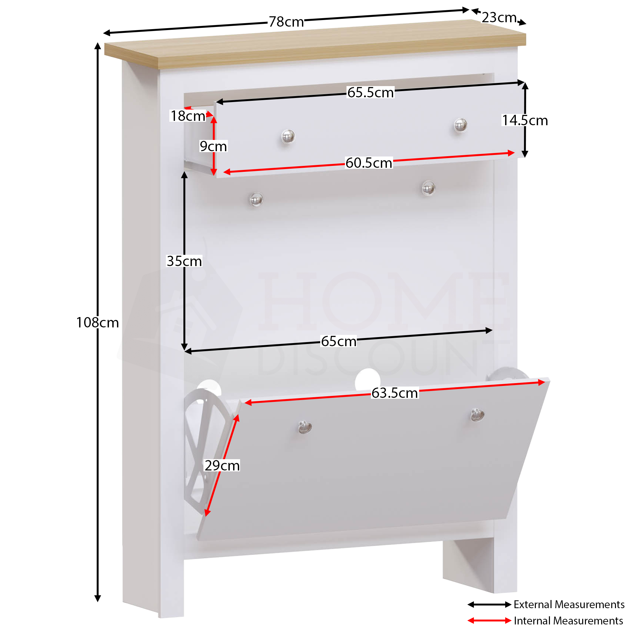 Arlington 2-Doors 1-Drawer Shoe Cabinet, White
