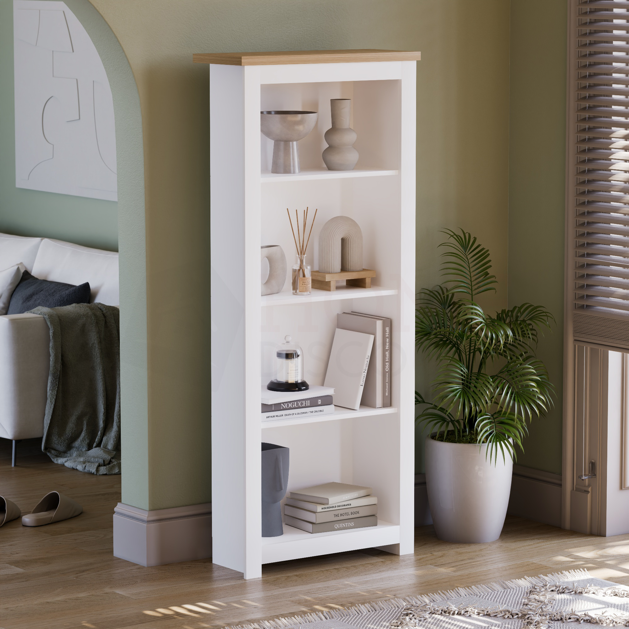 Arlington 4-Tier Bookcase - White