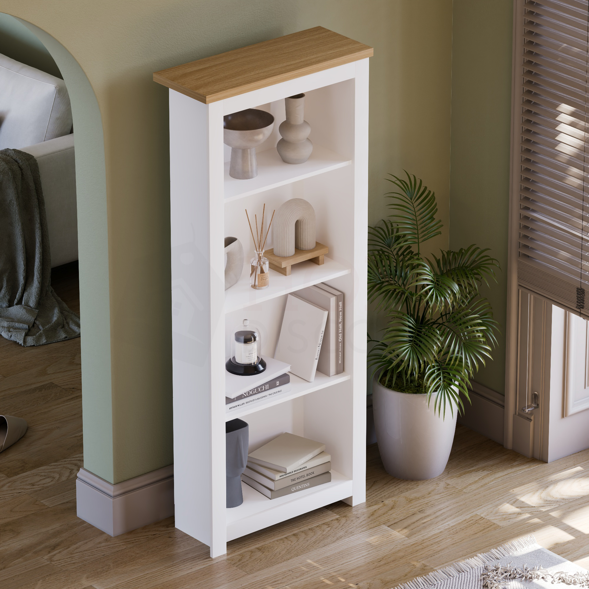 Arlington 4-Tier Bookcase - White