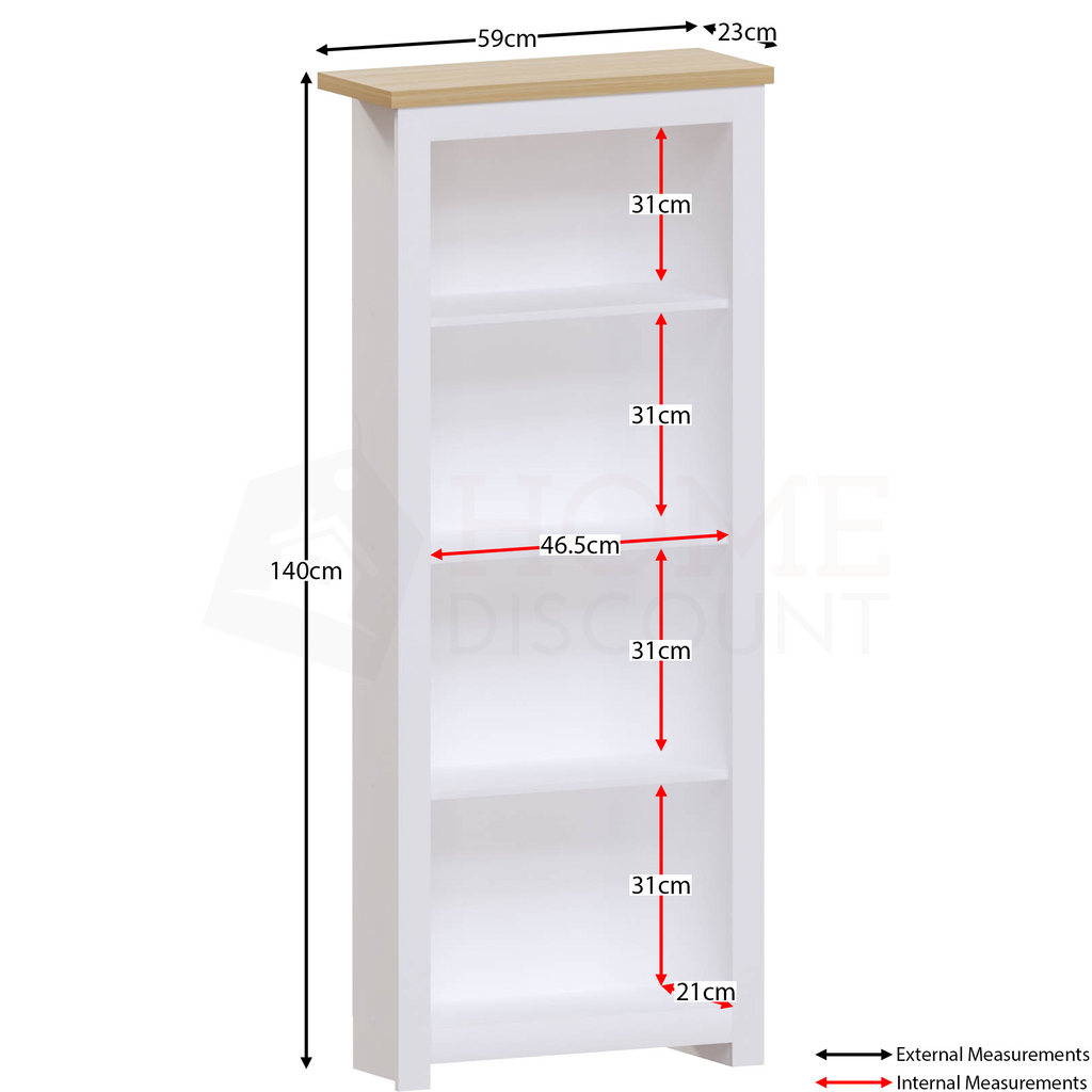 Arlington 4-Tier Bookcase - White