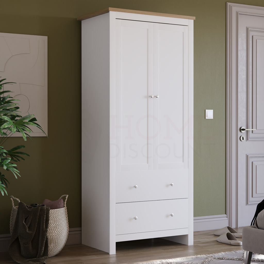 Arlington 2-Door 2-Drawer Wardrobe - White