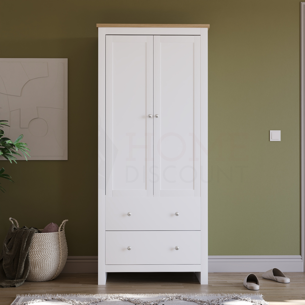 Arlington 2-Door 2-Drawer Wardrobe - White