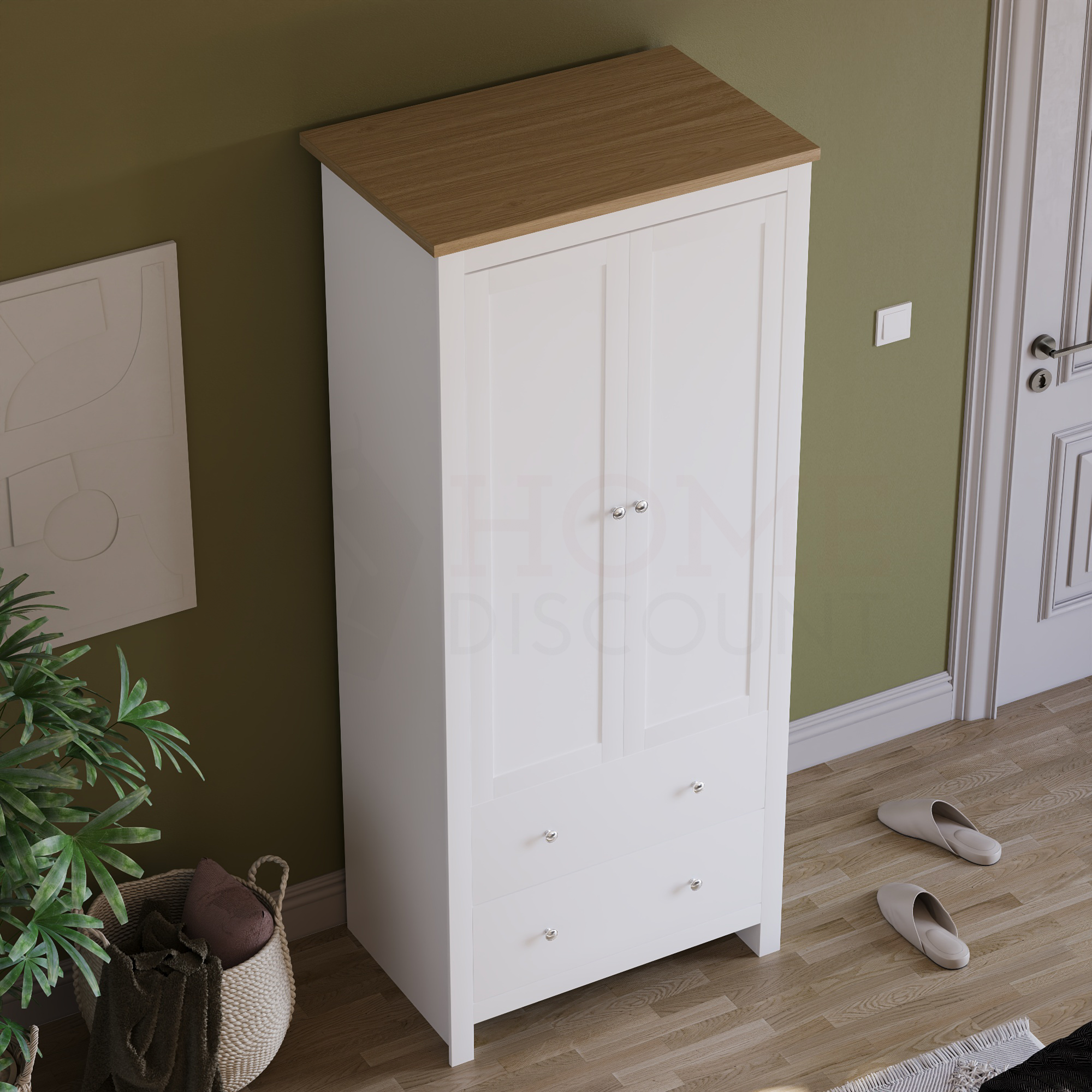 Arlington 2-Door 2-Drawer Wardrobe - White