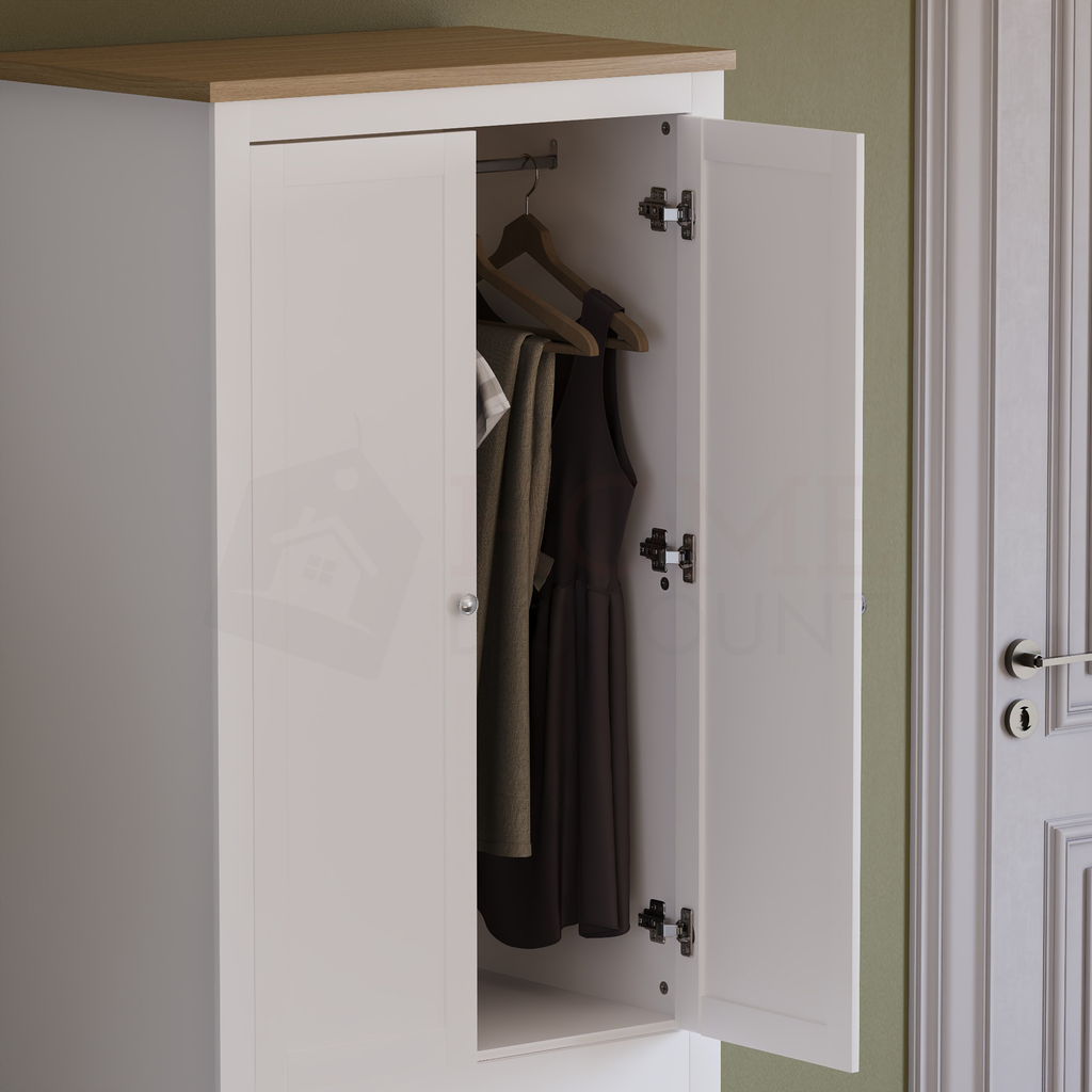 Arlington 2-Door 2-Drawer Wardrobe - White