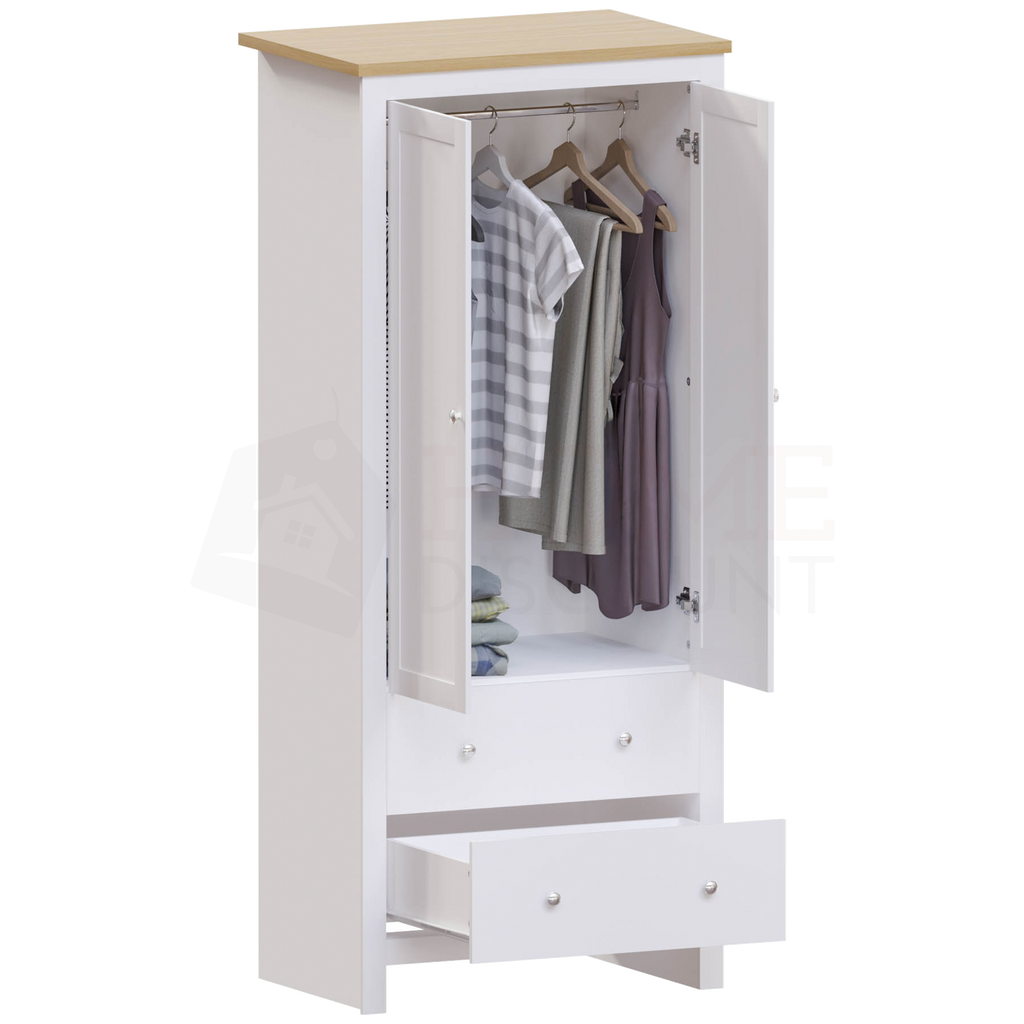 Arlington 2-Door 2-Drawer Wardrobe - White