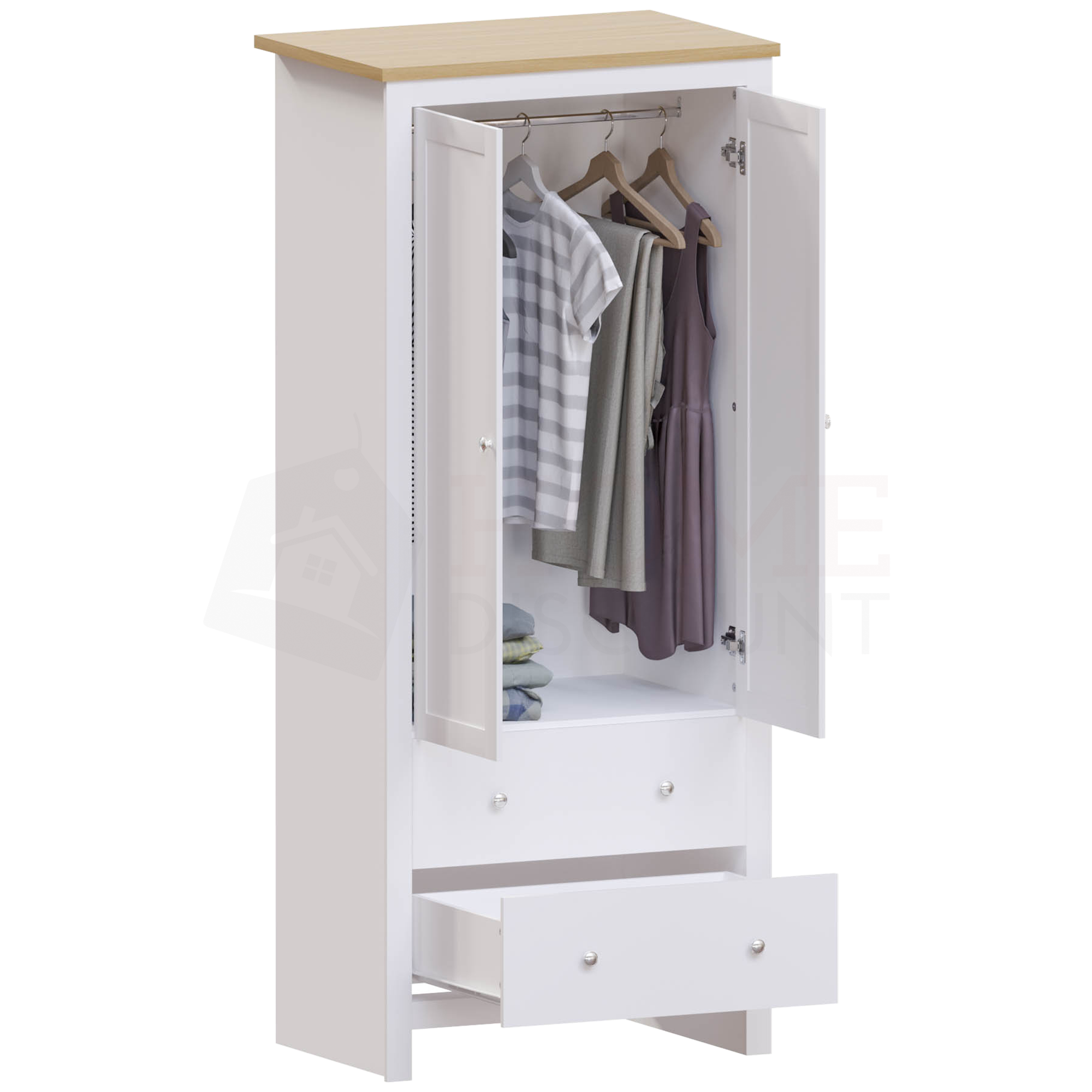 Arlington 2-Door 2-Drawer Wardrobe - White