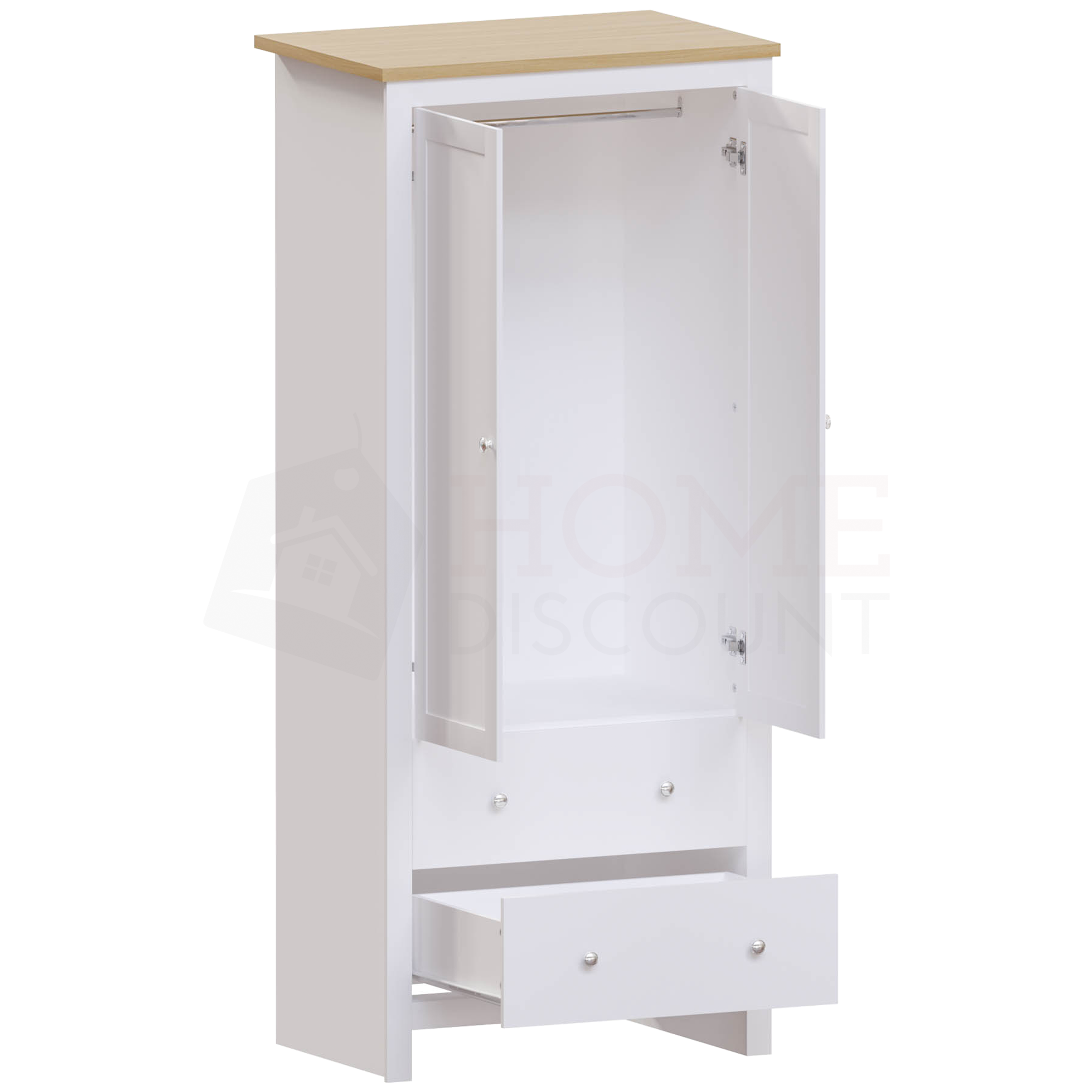 Arlington 2-Door 2-Drawer Wardrobe - White