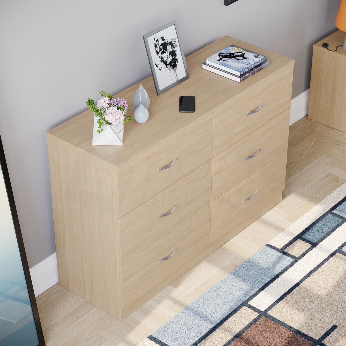 Riano 6-Drawer Chest, Pine