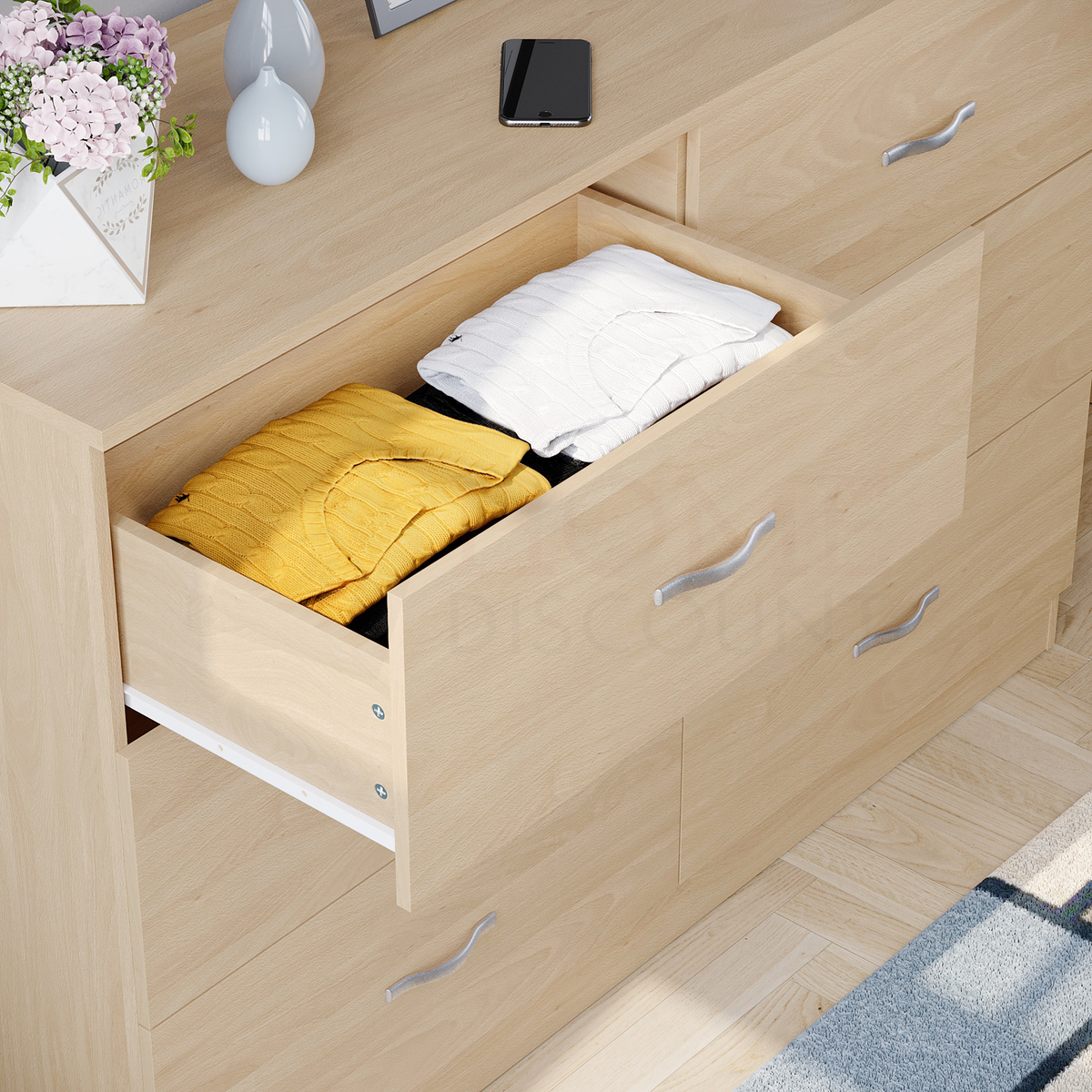 Riano 6-Drawer Chest, Pine
