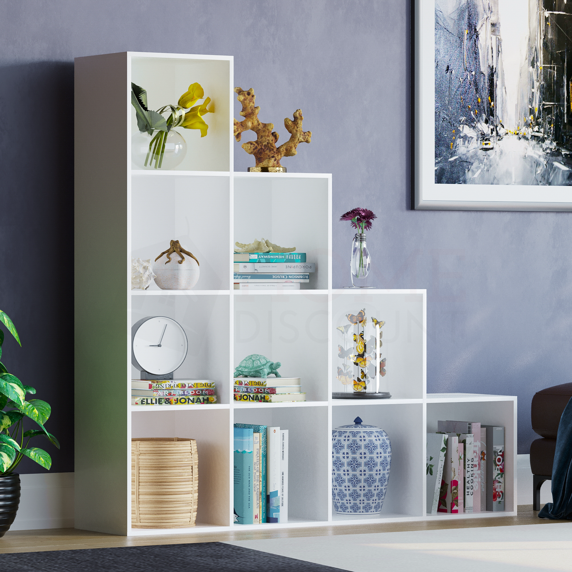 Durham 10-Cube Staircase Storage Unit - White