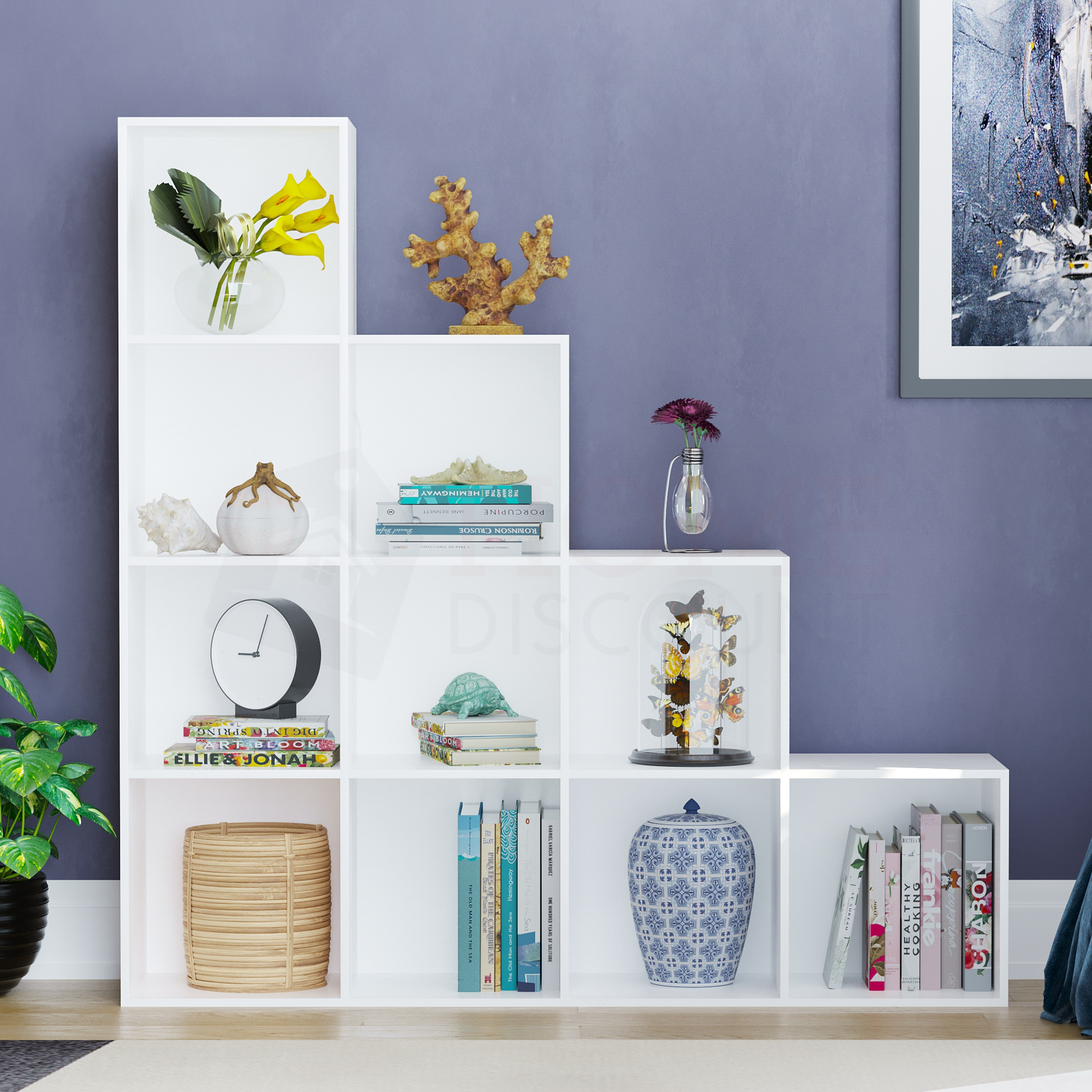 Durham 10-Cube Staircase Storage Unit - White